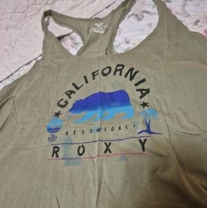 Roxy Olive Green California Graphic Tank